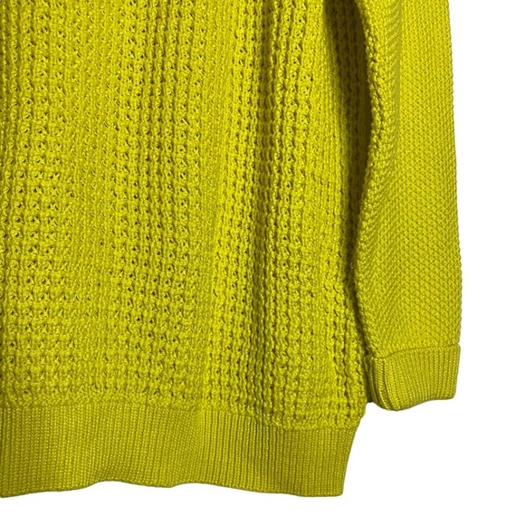 Topshop Chunky Waffle Knit Long Raglan Sleeves Crewneck Bright Yellow Sweater 6 - Picture 12 of 15
